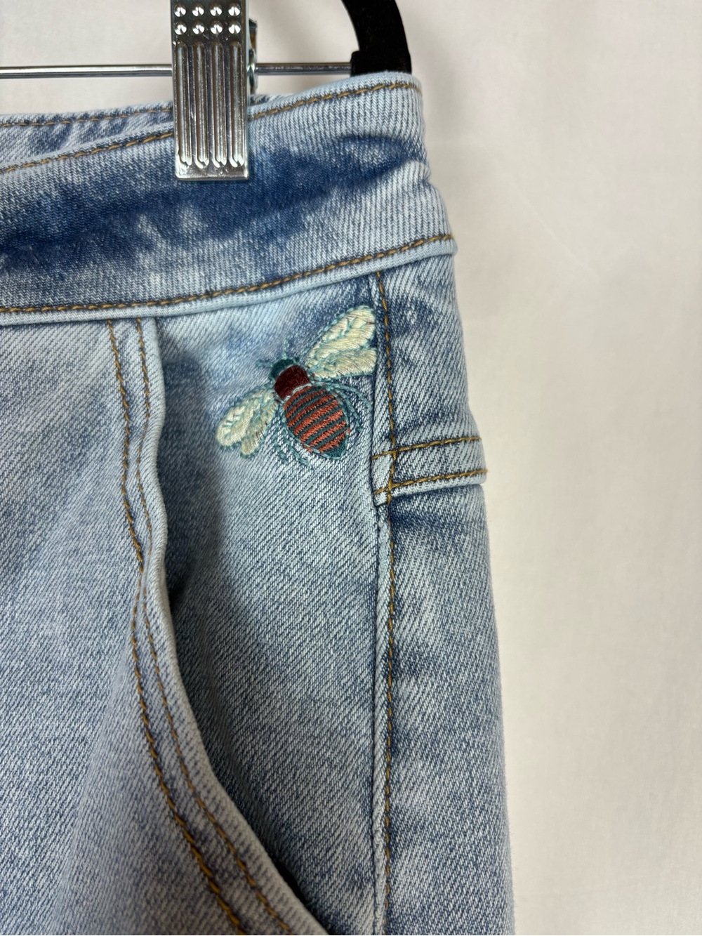 DRIFTWOOD Light Blue Wide Leg Jeans with Colorful Embroidered Motif - Picture 4 of 11